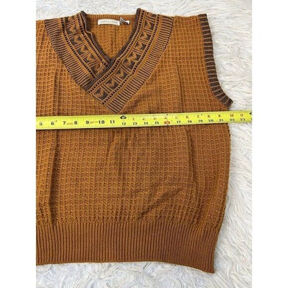 Adam Sloane Vintage 70s Mens Yellow Gold Waffle Knit Sweater Vest Size Large - Picture 5 of 10